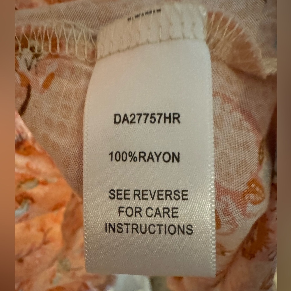 NWOT Aakaa Anthro Women’s Peach Floral Print Ruffled Kimono 3/4 Sleeve Dress L - Picture 6 of 9